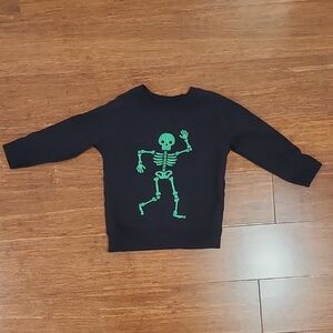 Monica And Andy Black Sweatshirt with Green Skeleton Print